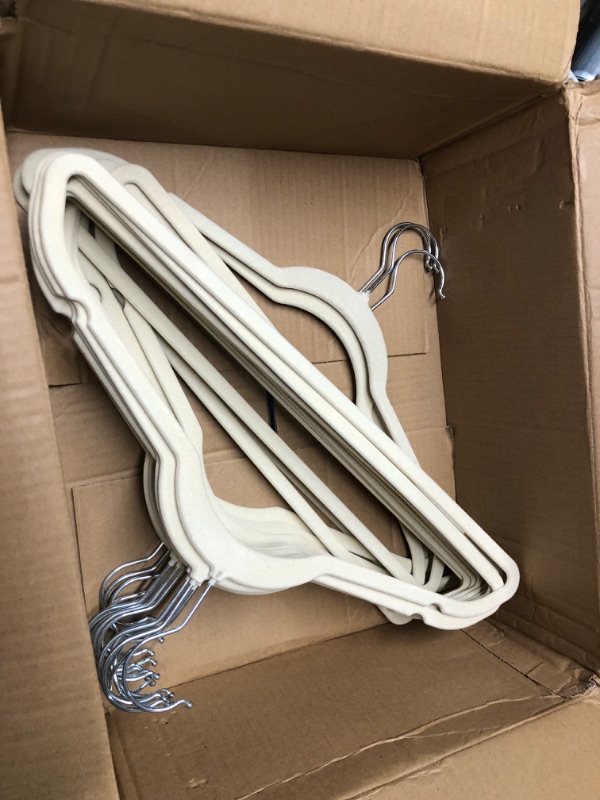 Photo 1 of ***USED - SOME HANGERS ARE DAMAGED - SEE PICTURES***
HOUSE DAY Beige Velvet Hangers 60 Pack, Non Slip Clothes Felt Hanger Heavy