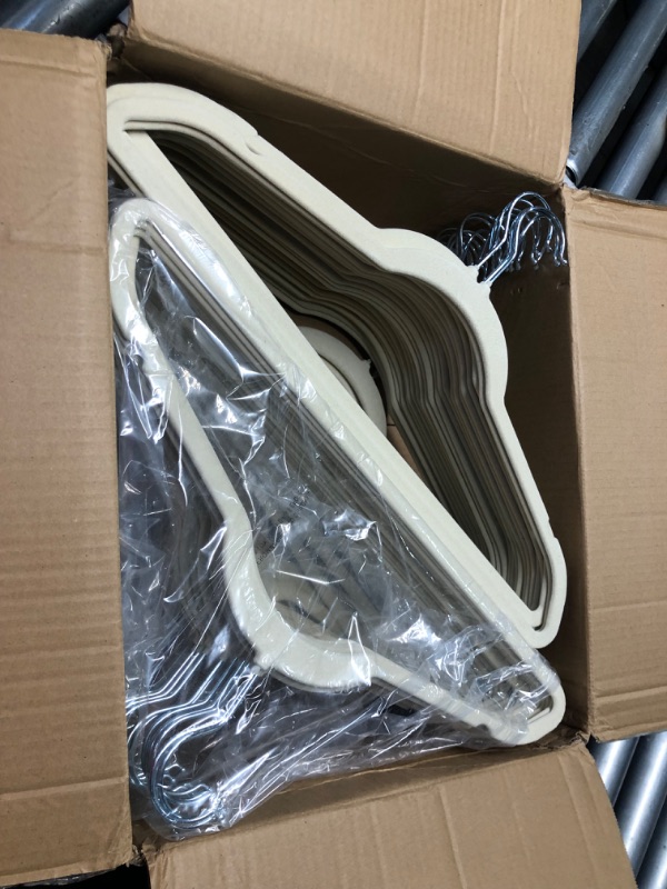 Photo 1 of ***USED - SOME HANGERS ARE DAMAGED - SEE PICTURES***
HOUSE DAY Beige Velvet Hangers 60 Pack, Non Slip Clothes Felt Hanger Heavy
