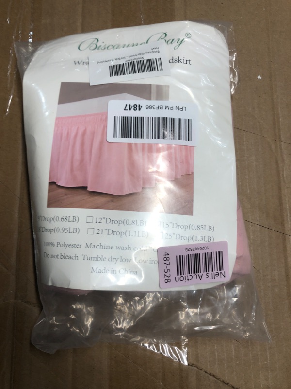 Photo 2 of 
Biscaynebay Wrap Around Bed Skirts for Full & Full XL Beds 15" Drop, Pink Adjustable