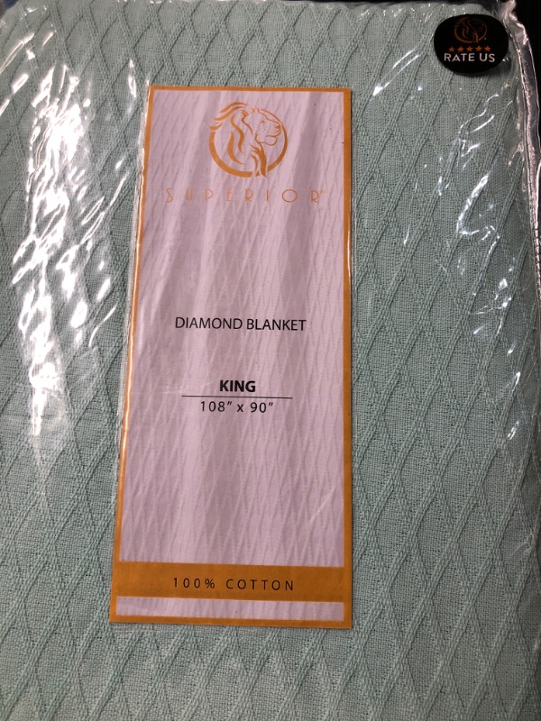 Photo 3 of ***FACTORY SEALED***SUPERIOR Diamond Weave, 100% Cotton Cover for Home Blanket, King, Aqua