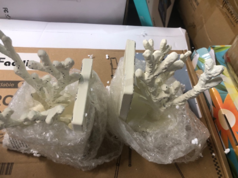 Photo 3 of ***CHECK CLERK NOTES***Deco 79 Metal Coral Bookends, Set of 2 5"W, 7"H, White