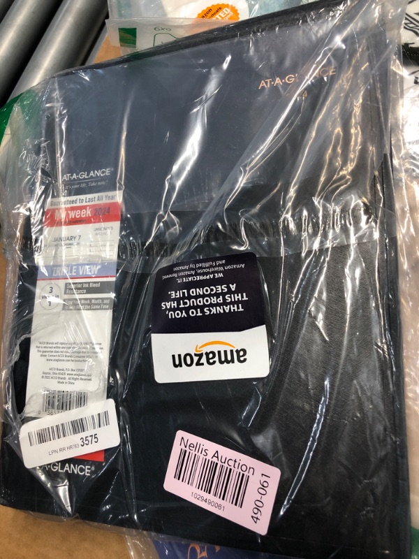 Photo 2 of (AS IS- NO RETURNS OR REFUNDS) 
AT-A-GLANCE 2024 Weekly & Monthly Appointment Book & Planner, Quarter-Hourly, 8-1/4" x 11", Large, Triple View, Black (70950V0524) 2024 Old Edition