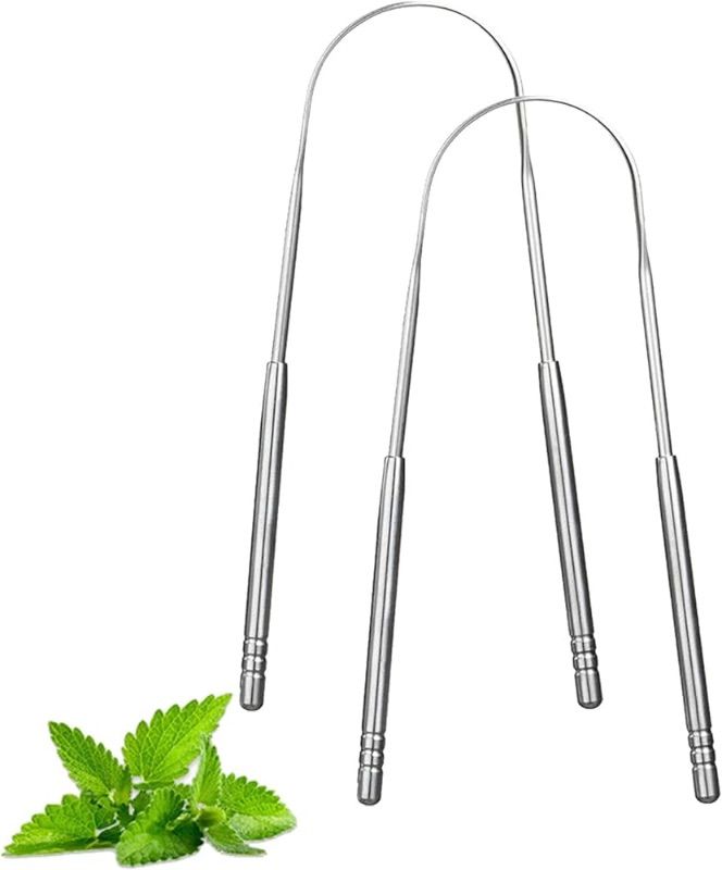 Photo 1 of ***SET OF 3, 6 OVERALL*** 2 Pack Tongue Scraper,Stainless Steel Tongue Cleaners,Tongue Scraper for Adults, Reduce Bad Breath and Fresh Breath(Silver)