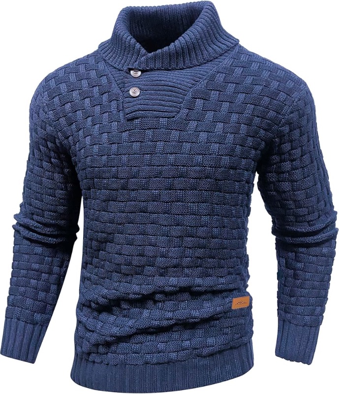 Photo 1 of ***STOCK PHOTO REFERENCE ONLY*** 
Mens Crewneck Long Sleeve Textured Ribbed Edge Pullover Sweaters Knitted Sweater Tops (Large)