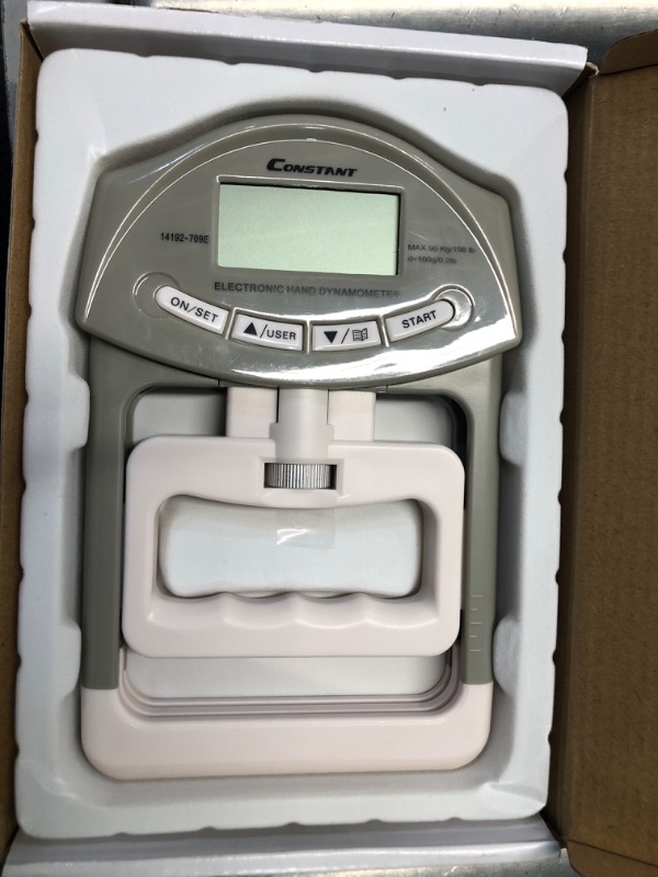 Photo 2 of ***Requires batteries, unable to test*** Constant 200 Lbs 90 Kgs Digital Hand Dynamometer Grip Strength Measurement Meter Auto Capturing Hand Grip Power (Grey)