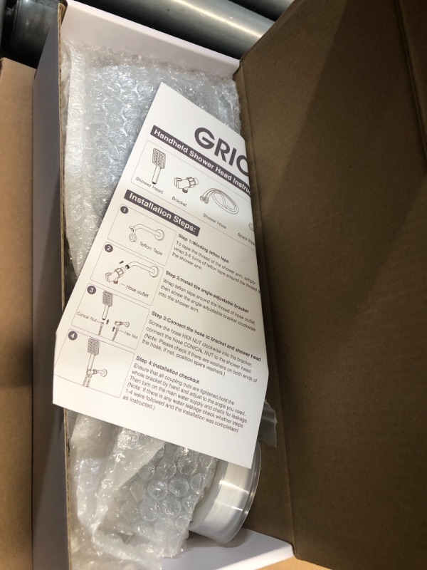 Photo 2 of ***FACTORY SEALED***GRICH High Pressure Shower Head with Handheld, 6 Spray Modes/Settings Detachable Shower Head with Stretchable 59" 304 Stainless Steel Hose and Multi Angle Adjustable Shower Bracket Black - 1.8 GPM