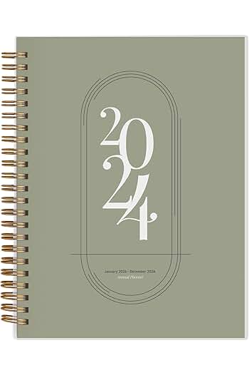 Photo 1 of (2 PACK) Rileys & Co 2024 - Annual Weekly & Monthly Agenda Planner, Jan-Dec 2024 - Flexible Cover (8x6"-Green)
