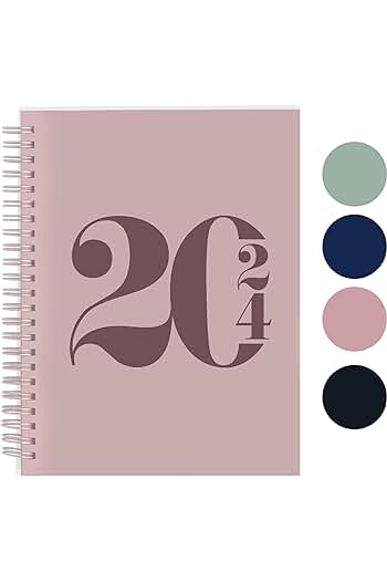 Photo 1 of (2 pack) Rileys Planner 2024-2025 18-Month Academic Weekly Planner - Typographic Weekly & Monthly Agenda Planner, Flexible Cover, Notes Pages, Twin-Wire Binding (8 x 6 inch, Pink)
