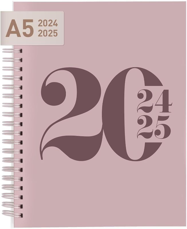 Photo 1 of (2 pack) Rileys Planner 2024-2025 18-Month Academic Weekly Planner - Typographic Weekly & Monthly Agenda Planner, Flexible Cover, Notes Pages, Twin-Wire Binding (8 x 6 inch, Pink)
