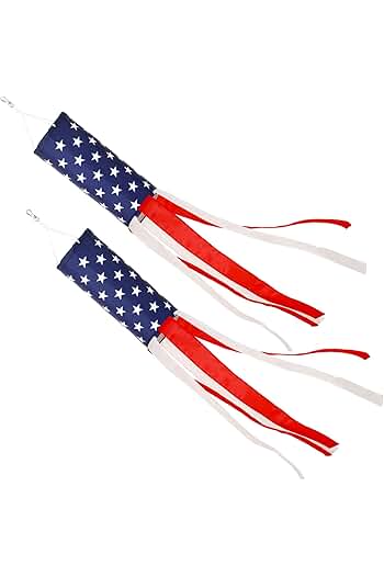 Photo 1 of (2 PACK) NOVWANG American US Flag Windsock, 2 Pieces 40 Inch 4th of July Decorations American Flag Windsock Stars & Stripes Garden Yard Outdoor Hanging Decorations Wind Socks 4th of July Outdoor Decor
