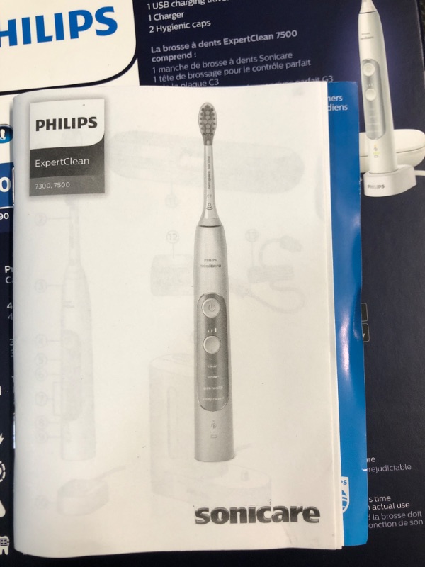 Photo 3 of **USED MISSING TOOTHBRUSHES**Philips Sonicare Expertclean 7500 White, Rechargeable Electric Power Toothbrush, Hx9690/06