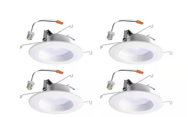 Photo 1 of  5 in. and 6 in. 3000K CCT Integrated LED White Recessed Light Retrofit Trim 90 CRI, Title 20 Compliant (6-Pack)