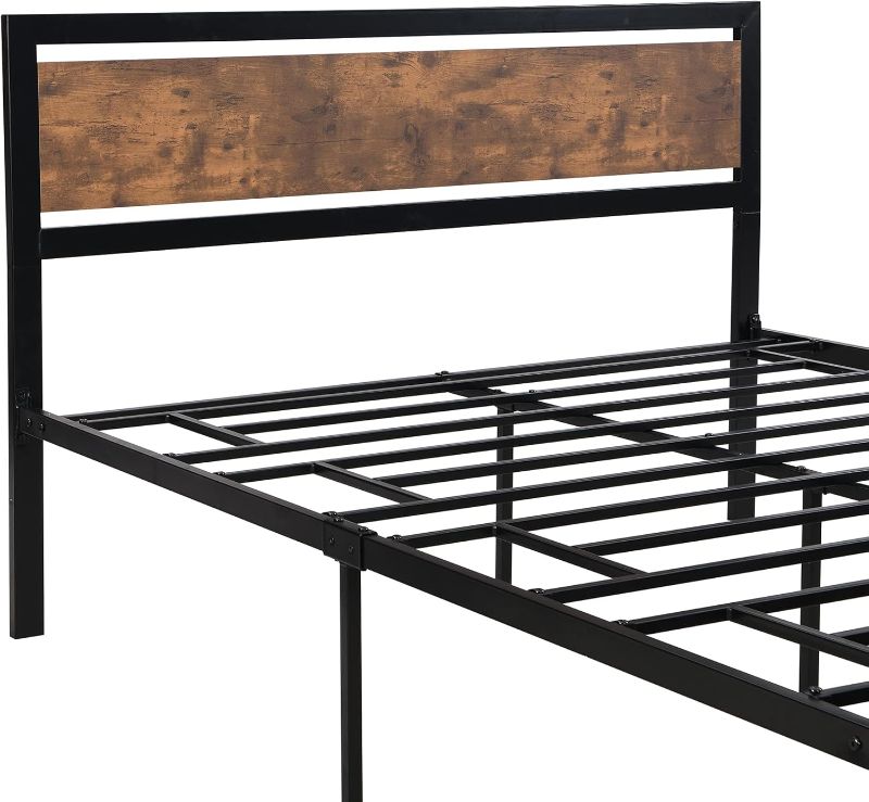 Photo 1 of ***NONREFUNDABLE - THIS SALE FINAL -  PARTS ONLY - SEE COMMENTS***
Platform Bed, Metal and Wood Bed Frame with Headboard and Footboard, No Box Spring Needed (Black, Queen)