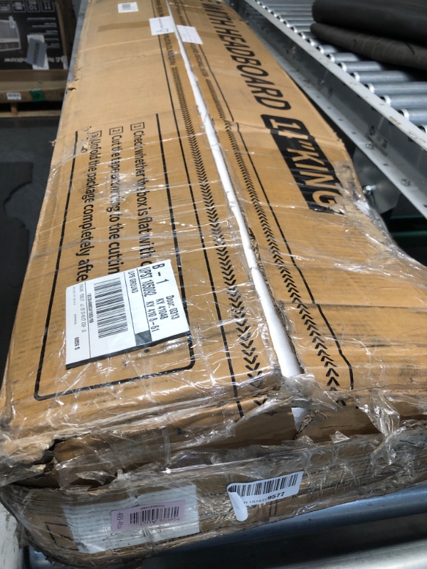 Photo 1 of KKL King Size Bed Frame, RGB LED Strip Light with Charing Station, Led Bed Frame with 2-Tier Storage Headboard, 2 USB & 3 AC, Sturdy and Stable, No Noise, No Box Springs Needed, Black