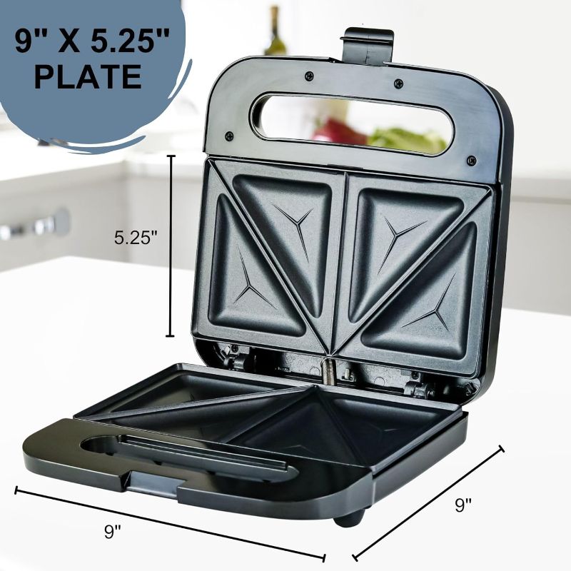 Photo 5 of (READ FULL POST) OVENTE Electric Sandwich Maker with Non-Stick Plates, Indicator Lights, Cool Touch Handle, Easy to Clean and Store, Perfect for Cooking Breakfast, Grilled Cheese, Tuna Melts and Snacks, Black GPS401B
