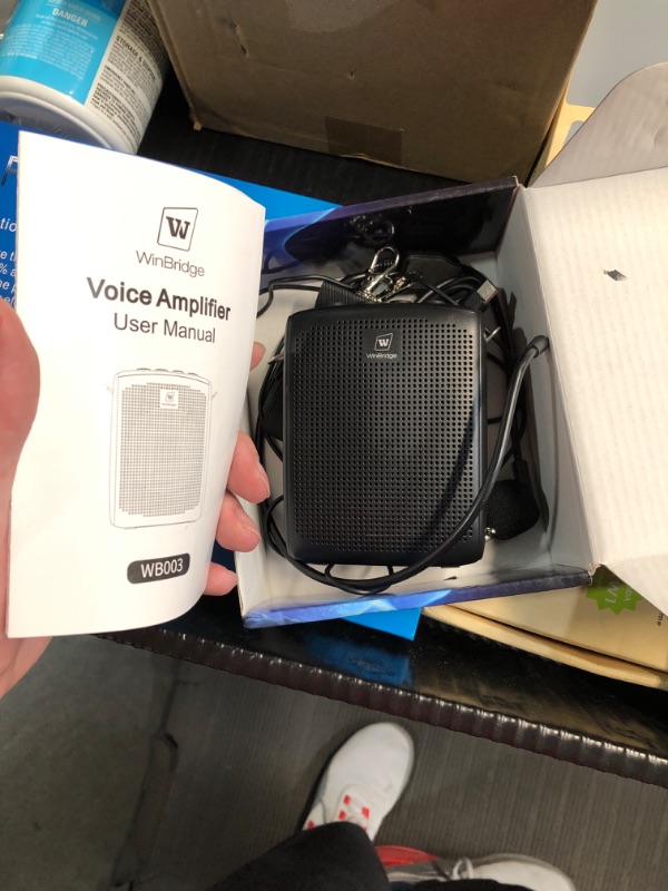 Photo 4 of ***ITEM TESTED FOR POWER, UNABLE TO TEST FURTHER*** SANMIC 15W WB003 Personal Voice Amplifier for Teachers with Wired Headset Mic,Small Portable Microphone,2600mAh Rechargeable Megaphone Mini PA Bluetooth Speaker System for Classroom -Teacher Gifts