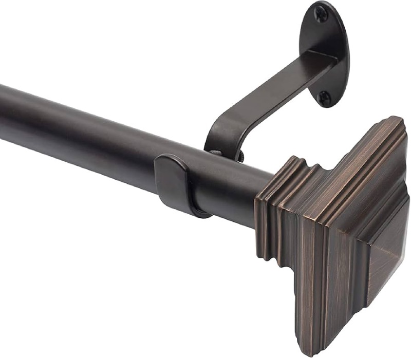 Photo 1 of **PARTIAL SET** Elrene Home Fashions Florence Single Curtain Rod with Stacked Square Finials