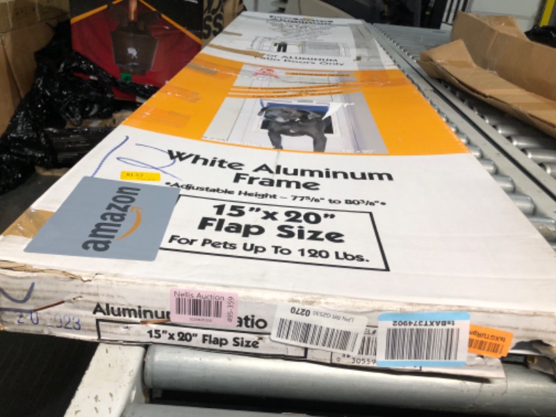 Photo 3 of **NONREFUNDABLE**FOR PARTS OR REPAIR**SEE NLOTES**
Ideal Pet Products Aluminum Pet Patio Door, Adjustable Height 77-5/8" to 80-3/8", 15" x 20" Flap Size, White White 15" x 20" Flap Size