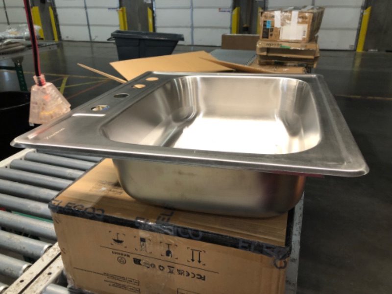 Photo 5 of ***DAMAGED - CORNER DENTED - SEE PICTURES***
25 in. Drop in Single Bowl 22 Gauge Stainless Steel Kitchen Sink