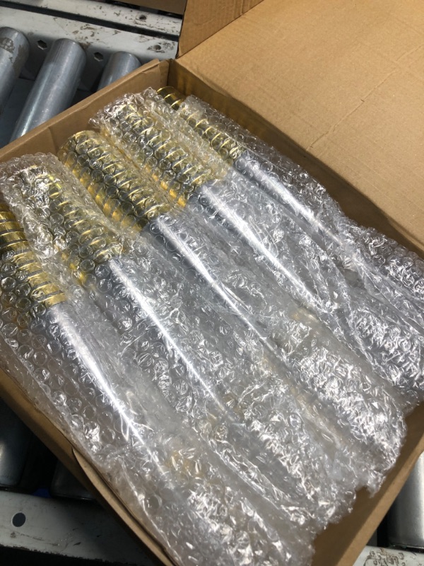 Photo 2 of ***FACTORY SEALED***Zcaukya 100 Plastic Champagne Flutes, 4.5oz Clear Disposable Hard Stemware Cups with Golden Rim, Plastic Champagne Glasses for Wedding, Graduation Party, Bridal Shower, Birthday Party