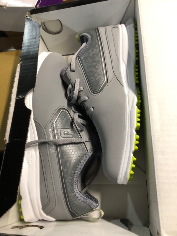 Photo 2 of ***CONTAINS TWO DIFFERENT SIZED SHOES - SEE PICTURES***
FootJoy Men's Superlites XP Golf Shoe, Grey/Lime, 9