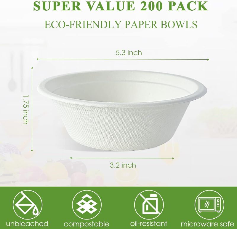 Photo 4 of (READ FULL POST) Vplus 180 Pack 16 OZ Paper Bowls, Disposable Compostable Bowls Bulk, Eco-friendly Bagasse Bowls, Heavy-duty Bowls Perfect for Milk Cereals, Snacks, Salads