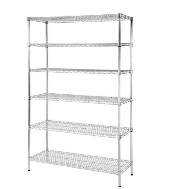 Photo 1 of ***USED MISSING PARTS**6-Tier Commercial Grade Heavy Duty Steel Wire Shelving Unit in Chrome (48 in. W x 72 in. H x 18 in. D)
