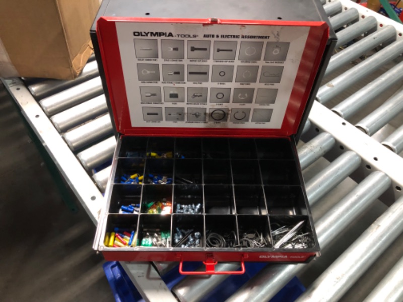 Photo 9 of ***USED - MAJOR DAMAGE - MISSING PARTS - SEE COMMENTS***
Olympia Tools 4-Drawer Hardware Organizer Black/Red, Includes assortments of SAE and Metric Washer/Bolt/Nut, Screw/Grommet, and Auto/Electric Hardware