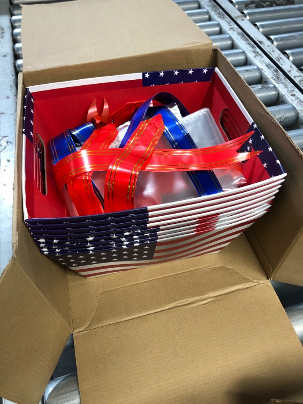 Photo 2 of (READ FULL POST) Cholemy 24 Pcs AMERICAN FLAG Gift Baskets Empty Kit Include 