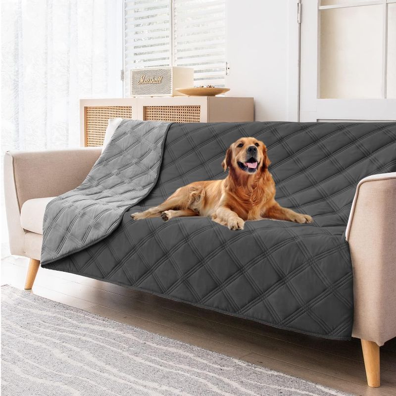 Photo 1 of ***USED - DIRTY - NO PACKAGING***
SUNNYTEX Waterproof & Reversible Bed Cover, Blanket Sofa, Couch Mattress Furniture Protector for Dog, Pet, Cat(52in*82in,Dark Grey/Grey)