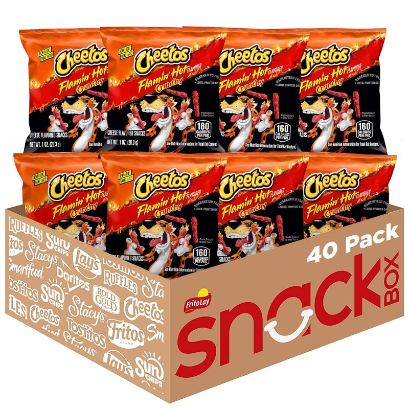 Photo 1 of ***NON REFUNDABLE*** BEST BY 7/16/24 Cheetos Cheese Flavored Snacks, Flamin' Hot Crunchy, 1 Ounce (Pack of 40)