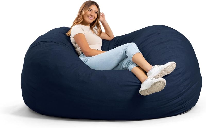 Photo 1 of ***FACTORY SEALED. OPENED TO INSPECT.
Big Joe Fuf XL Foam Filled Bean Bag Chair with Removable Cover, Cobalt Lenox, Durable Woven Polyester, 5 feet Giant