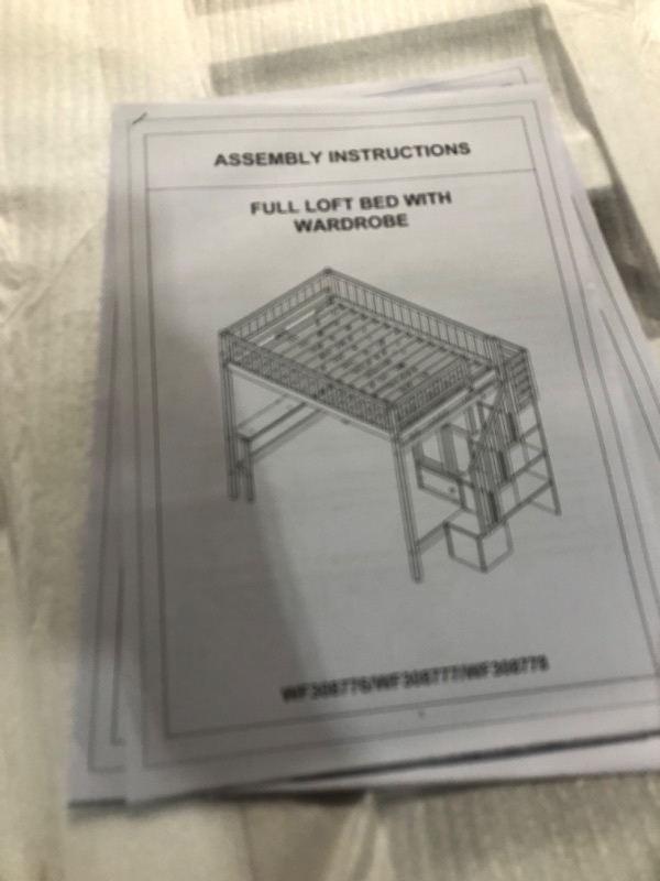 Photo 4 of ***PARTIAL SET. BOX 3 OF 3***
Merax Full Loft Beds Stairway Loft Bed Frame with Wardrobe, Desk, Bookshelf and Drawers, White