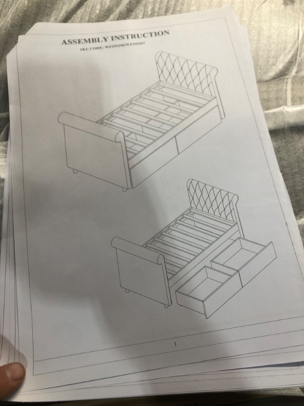 Photo 5 of ***PARTIAL SET.  BOX 2 OF 2***
Twin Size Daybed with Two Storage Drawers Upholstered Bed Wood Slat Support Sofa Arm for Livingroom Beige Modern Contemporary Urban Space Pine Natural Finish