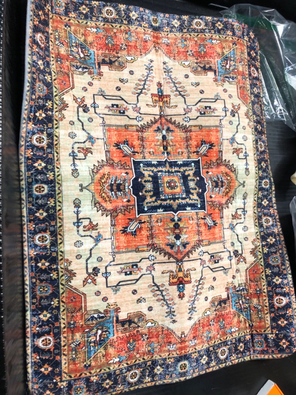 Photo 2 of ***STOCK PHOTO REFERENCE ONLY***
Boho Rugs for Entryway, 32.5"x17.5" Rust Entryway Rug Non-Slip Washable Small Area Rug, Ultra Soft Oriental Vintage 