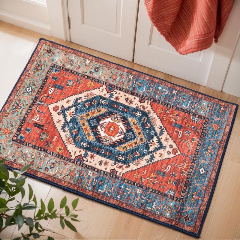 Photo 1 of ***STOCK PHOTO REFERENCE ONLY***
Boho Rugs for Entryway, 32.5"x17.5" Rust Entryway Rug Non-Slip Washable Small Area Rug, Ultra Soft Oriental Vintage 