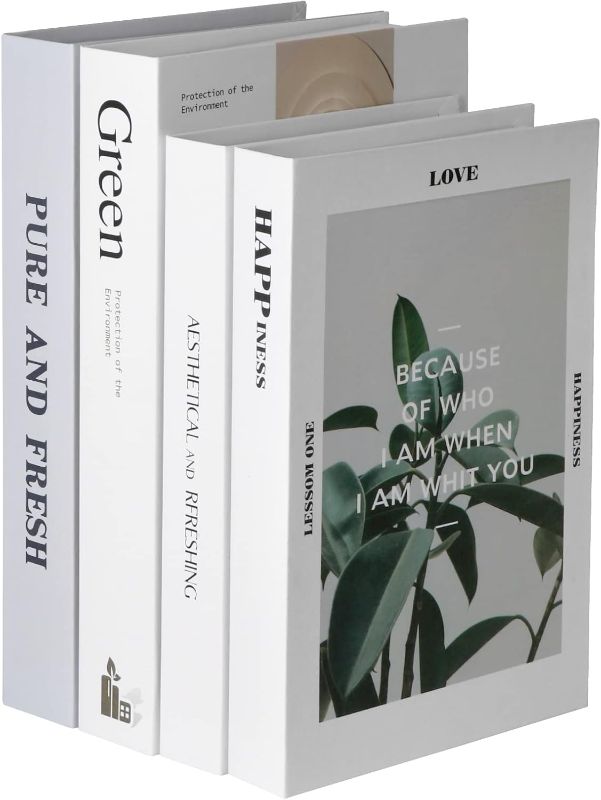 Photo 1 of (READ FULL POST) 4 Pieces Faux Books for Decoration - Modern Fashion Decorative Books Set for Hardcover Home Decor, Fake Book 