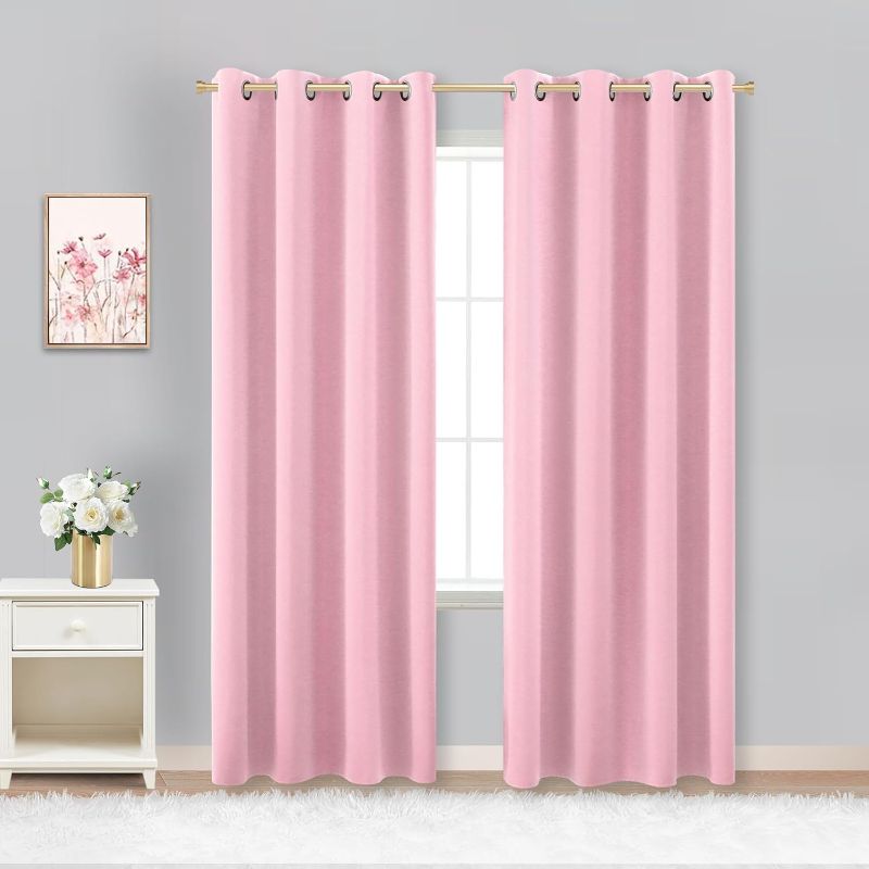 Photo 1 of ***STOCK PHOTO REFERENCE ONLY***
Pink Blackout Curtains 84 Inches Long for Girls Bedroom Decor Set of 2 Panels Grommet Window Light Heat Blocking 