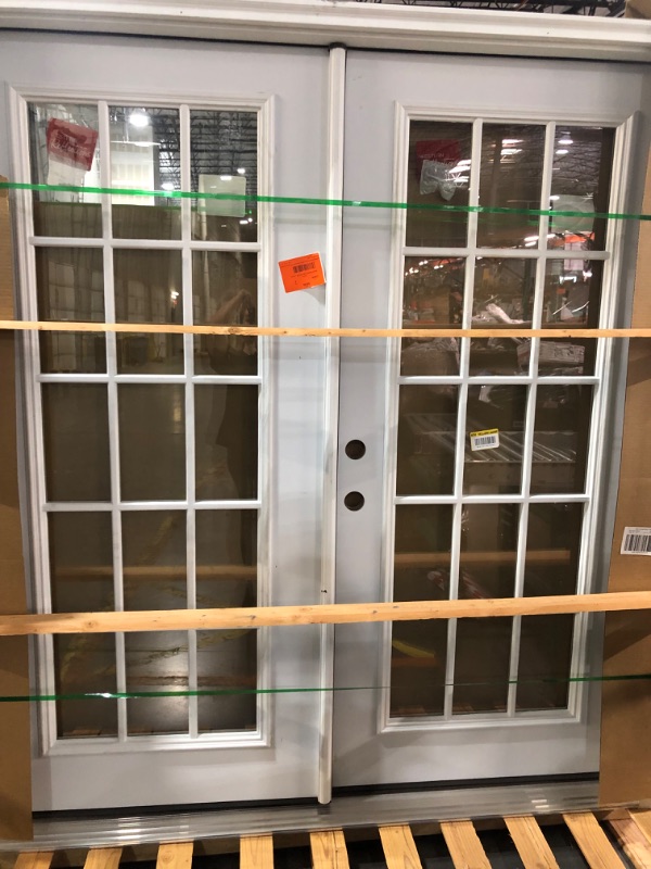 Photo 4 of **TRUCK/TRAILER PICK UP ONLY**
JELD-WEN 72 in. x 80 in. Right-Hand/Inswing Low-E 15 Lite Primed Steel Double Prehung Patio Door with Brickmould