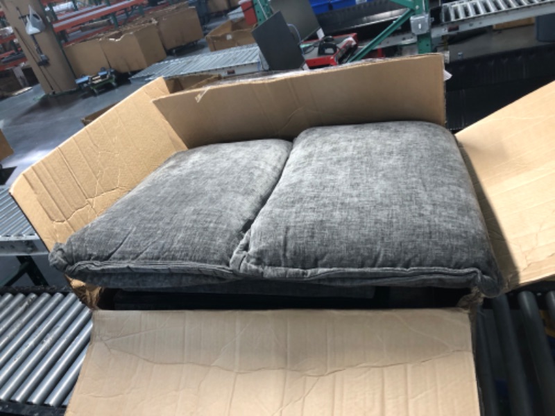 Photo 2 of ***box 1 of 2. cushions***Merax Modular Cloud Sofa with Double Seat Cushions and Chaise Lounge, Modern Sleeper Couch for Living Room, L-Shaped Chenille, Gray