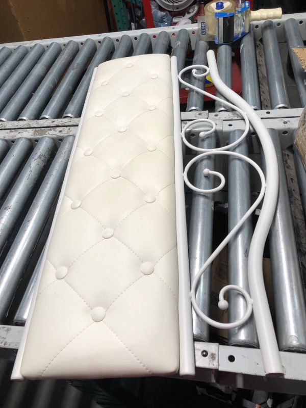 Photo 7 of ***USED - NO INSTRUCTIONS - PARTS SCRATCHED AND SCRAPED - UNABLE TO VERIFY FUNCTIONALITY - SEE PICTURES***
Elephance Twin Bed Frame with Upholstered Headboard Metal Platform Bed with 11.2 Inchs Storage Space Button Tufted No Box Spring Needed Easy Assembl