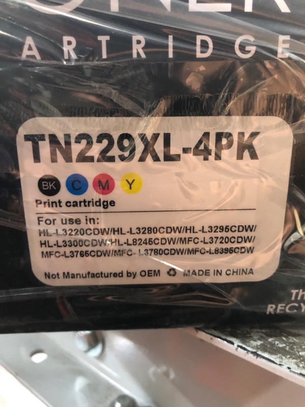 Photo 5 of (box damaged)
TN229XL TN 229XL Toner Cartridge Compatible for Brother TN-229XL TN229 for MFC-HL-L3220CW HL-L3280CDW MFC-L3720CDW HL-L3765CDW HL-L3780CDW HL-L8245CDW HL-L8395CDW Printers(4 Pack CMYBK)