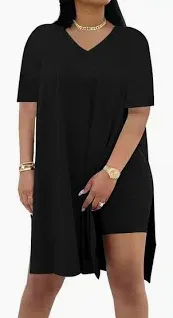 Photo 1 of ***STOCK PHOTO REFERENCE ONLY***
Difanlv Plus Size Womens 2 Piece Outfits Tracksuits Short Sleeve Tunic Tops Bodycon Shorts Sweatsuit Sets