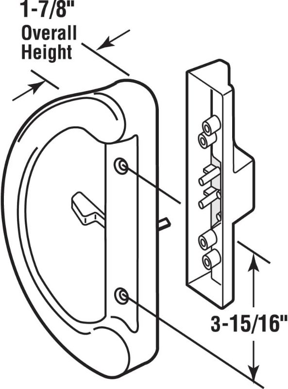 Photo 3 of (READ FULL POST) PRIME-LINE C 1225 Mortise Style Sliding Patio Door Handle Set & E 2125 Sliding Door Keeper, Diecast, Pack of White Handle Set + Keeper