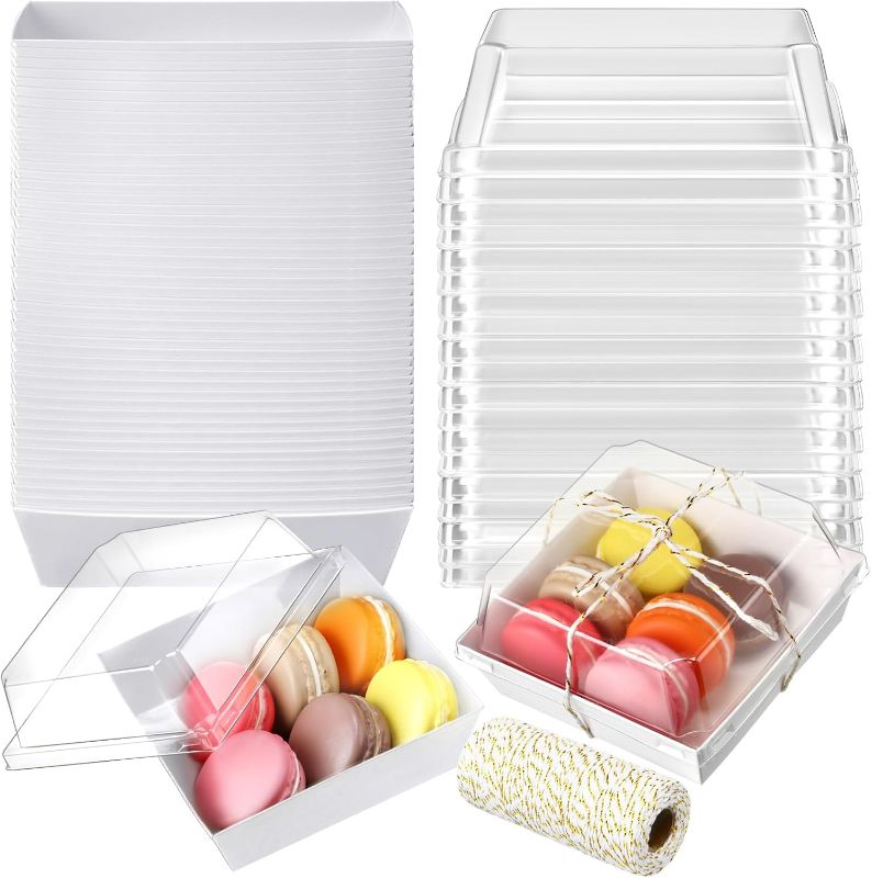 Photo 1 of **STOCK PHOTO FOR REFERENCE ONLY**
Ctosree 100 Pcs Paper Charcuterie Boxes with Clear Lids 4.5 Inches Disposable Cake Boxes Square Dessert Container, Clear