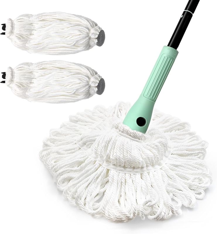 Photo 1 of ***STOCK PHOTO REFERENCE ONLY***Self Wringing Twist Mop with 57.5 Inches Long Handle, Dry Wet Microfiber Floor Mop with 2 Reusable Heads for Cleaning Hardwood Tile Marble Vinyl Laminate Home Lobby Kitchen Office
