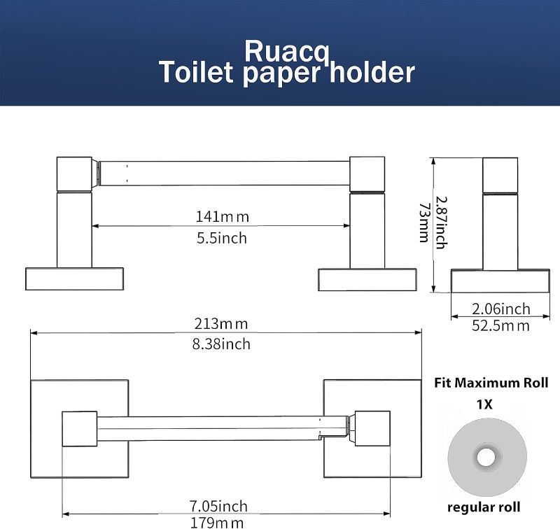 Photo 3 of (READ FULL POST) Ruacq Gold Toilet Paper Holder Double Post Pivoting Square Tissue Holders Roll Holder Hangers Brushed Gold Toilet Paper Stand Bathroom Stainless Steel and Zinc Alloy Modern Wall Mounted