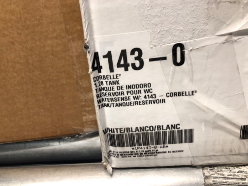 Photo 7 of ***DAMAGED - CHIPPED - MIGHT BE MISSING PARTS - SEE COMMENTS***
Kohler 4143-0 Corbelle 1.28 gpf toilet tank with AquaPiston(R) flush technology and left-hand trip lever, White