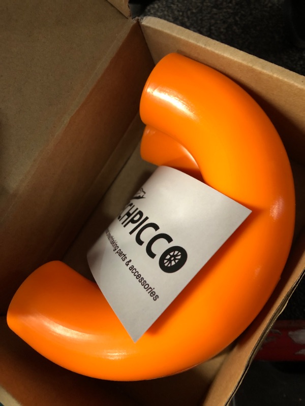 Photo 1 of ***STOCK PHOTO REFERENCE ONLY*** Universal 4-Ply Reinforced High Performance 3" ID 180 Degree Elbow Coupler Silicone Hose 5MM Wall Thickness (orange, 3")