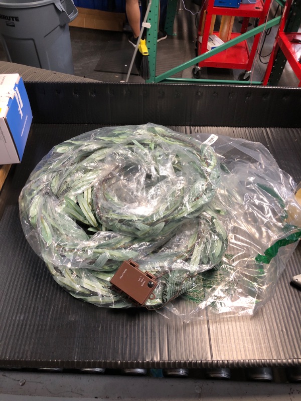 Photo 1 of Fudios Lighted Olive Garland Battery Operated with Timer 96 LED Fairy Lights 6ft, Mantle Fireplace Vine Garland with Lights for Decoration Inside Outside Christmas Valentines Wedding